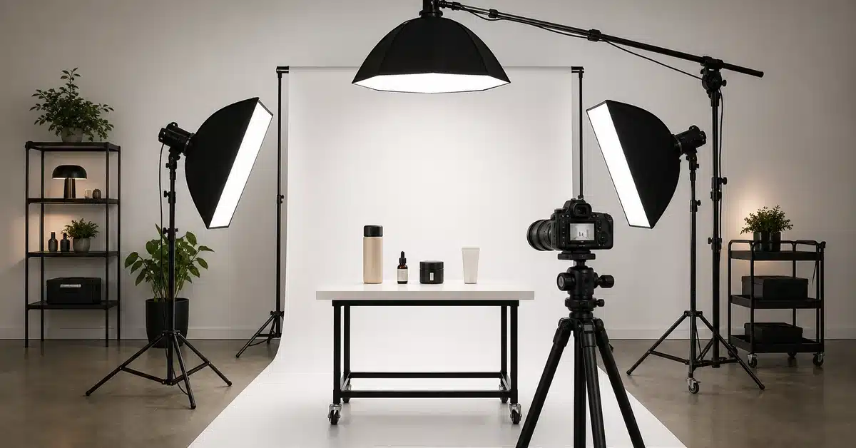 Professional product photography studio with controlled lighting and seamless backdrop at Lightz Out Studios San Diego