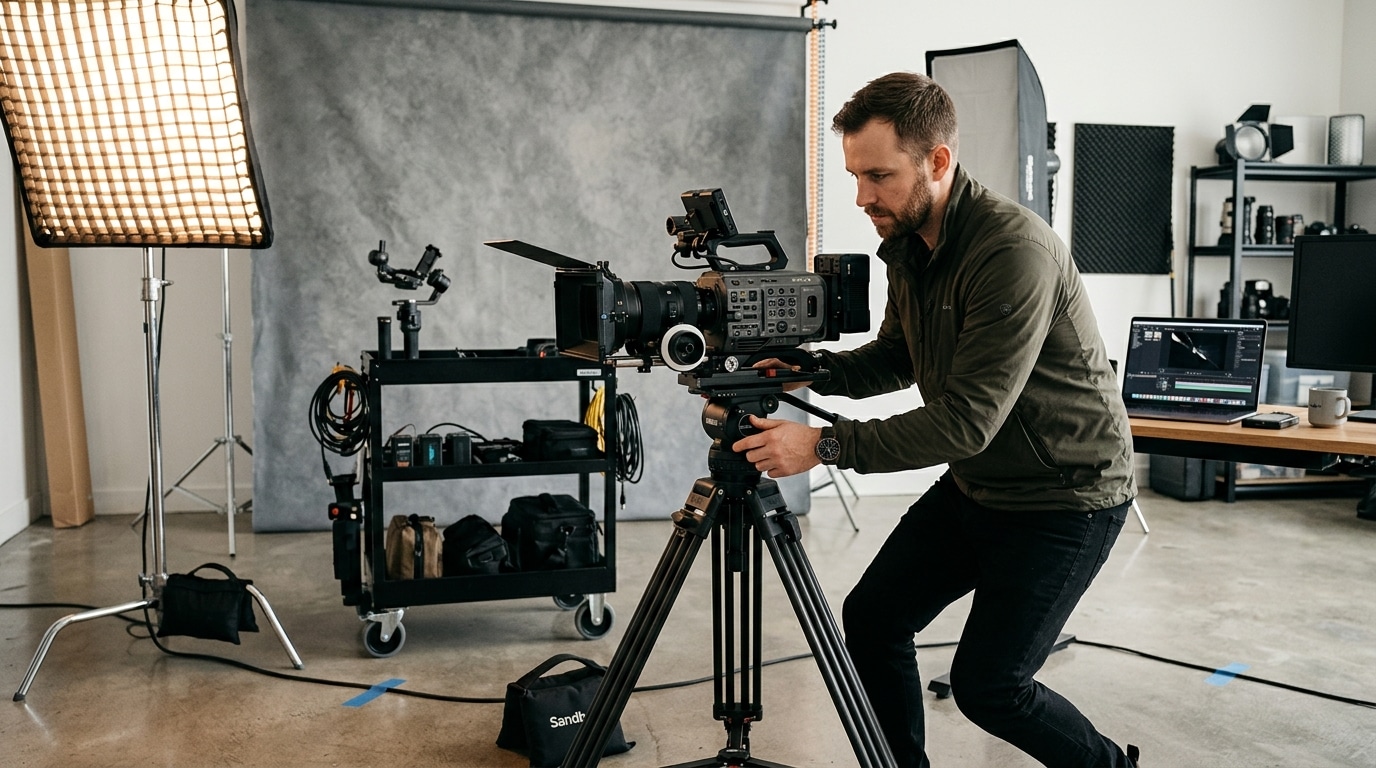 video studio rental near me — Lightz Out Studios San Diego professional videographer setup