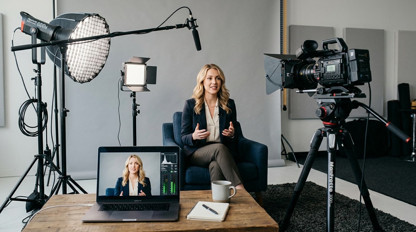 rental photo studio near me content creator filming in professional San Diego studio Lightz Out Studios