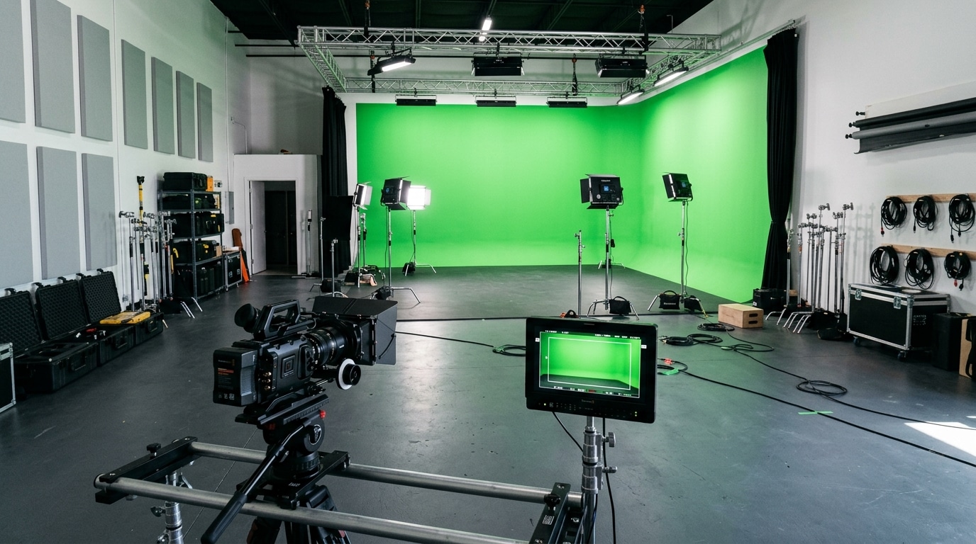 Professional video production studio setup for music video production with cyclorama wall and lighting rig — Lightz Out Studios