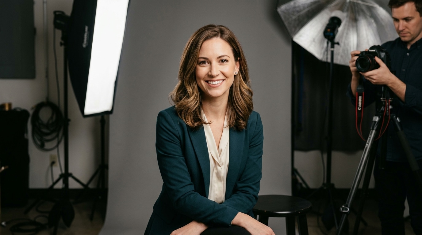 Professional headshot portrait session in progress at a photography studio near me for Lightz Out Studios San Diego