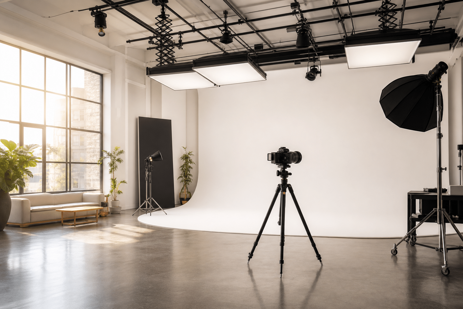 cyclorama studio professional infinity wall setup at Lightz Out Studios