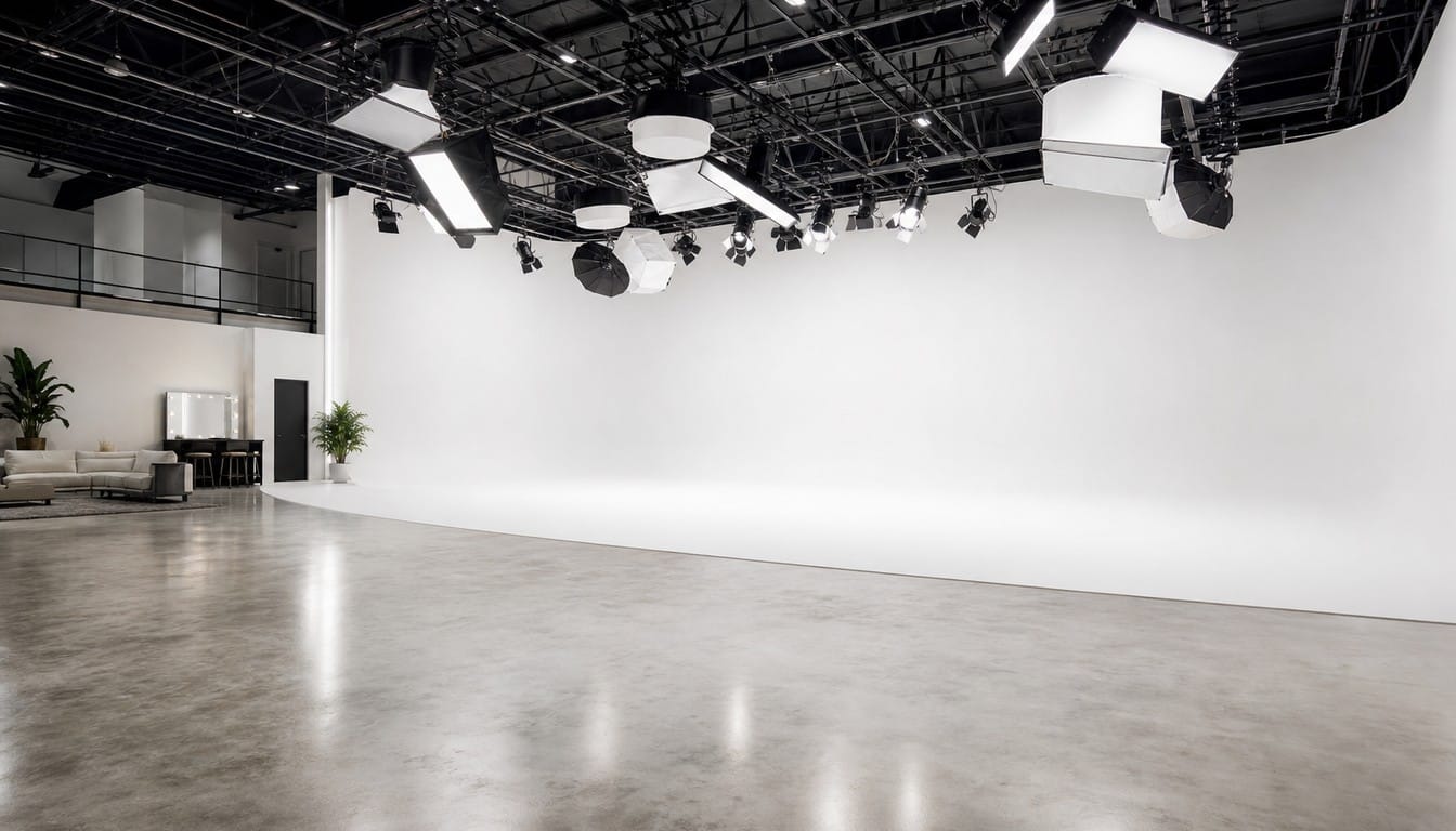 Professional production studio with cyclorama wall at Lightz Out Studios San Diego