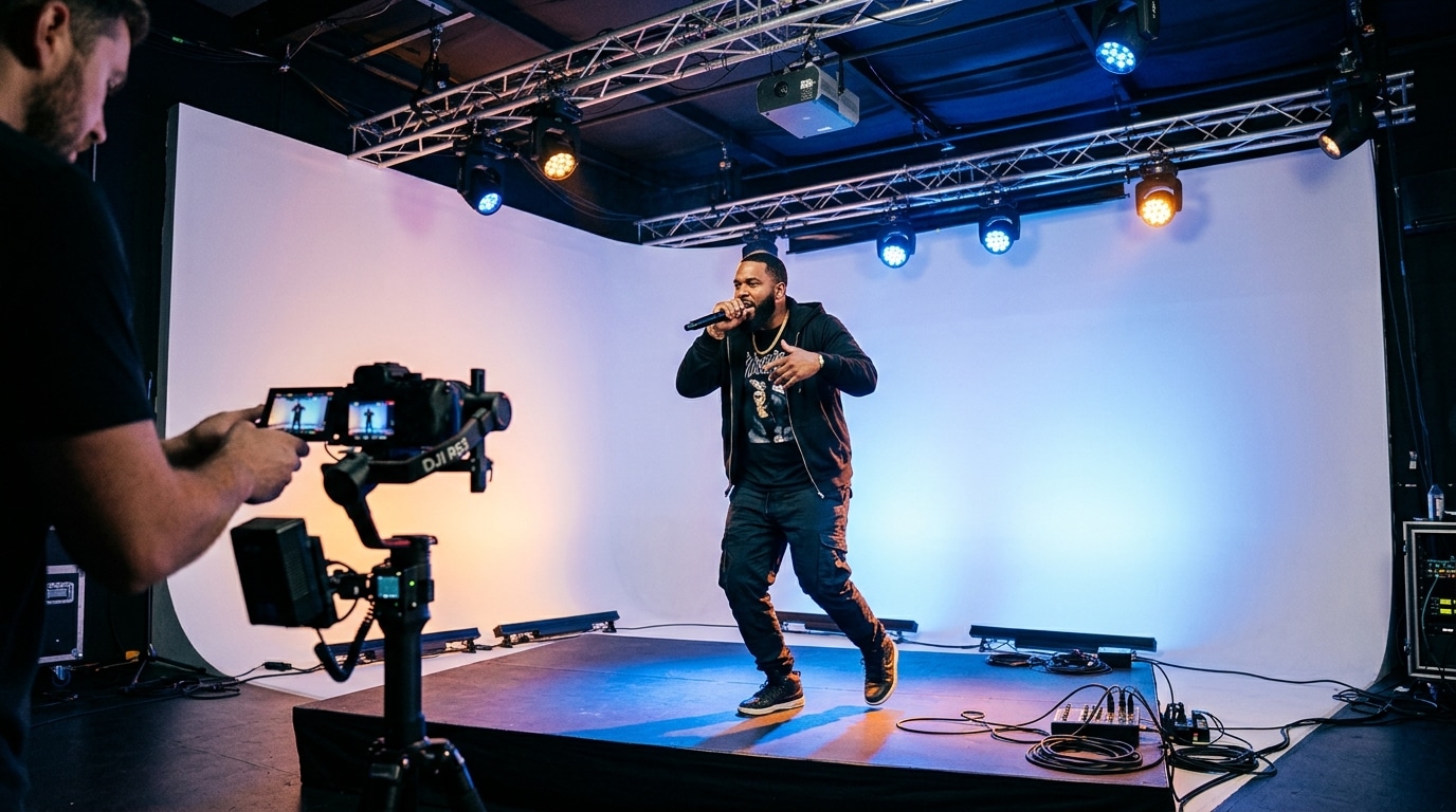 hip hop music video production artist performing cyclorama studio Lightz Out Studios