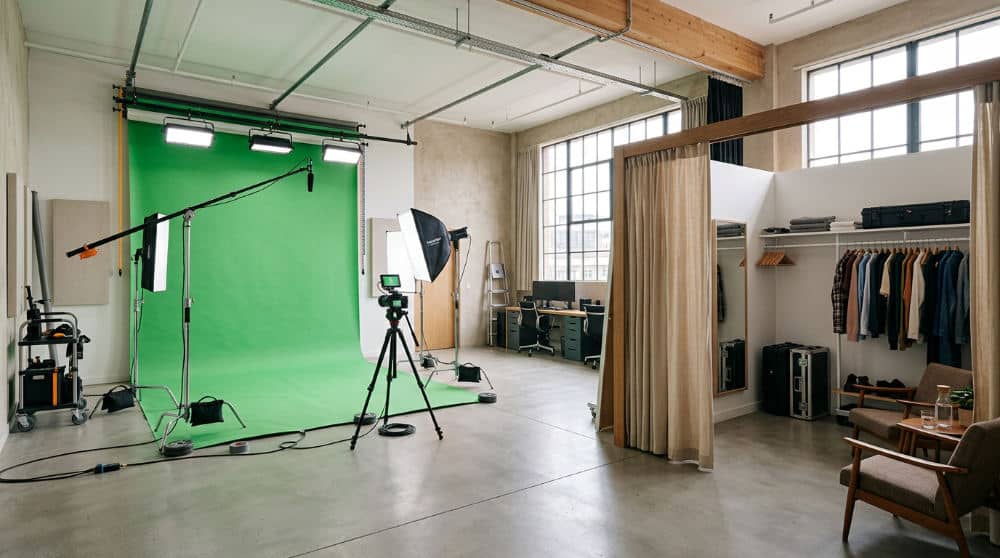 Studio facility with green screen and production amenities