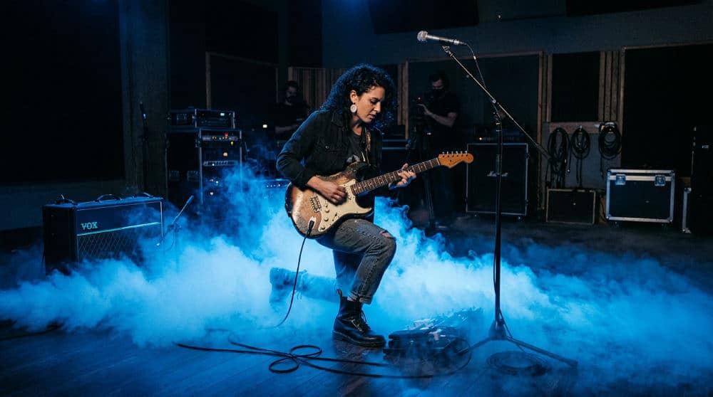 Thick fog effects from a smoke machine rental during a music video production in San Diego.