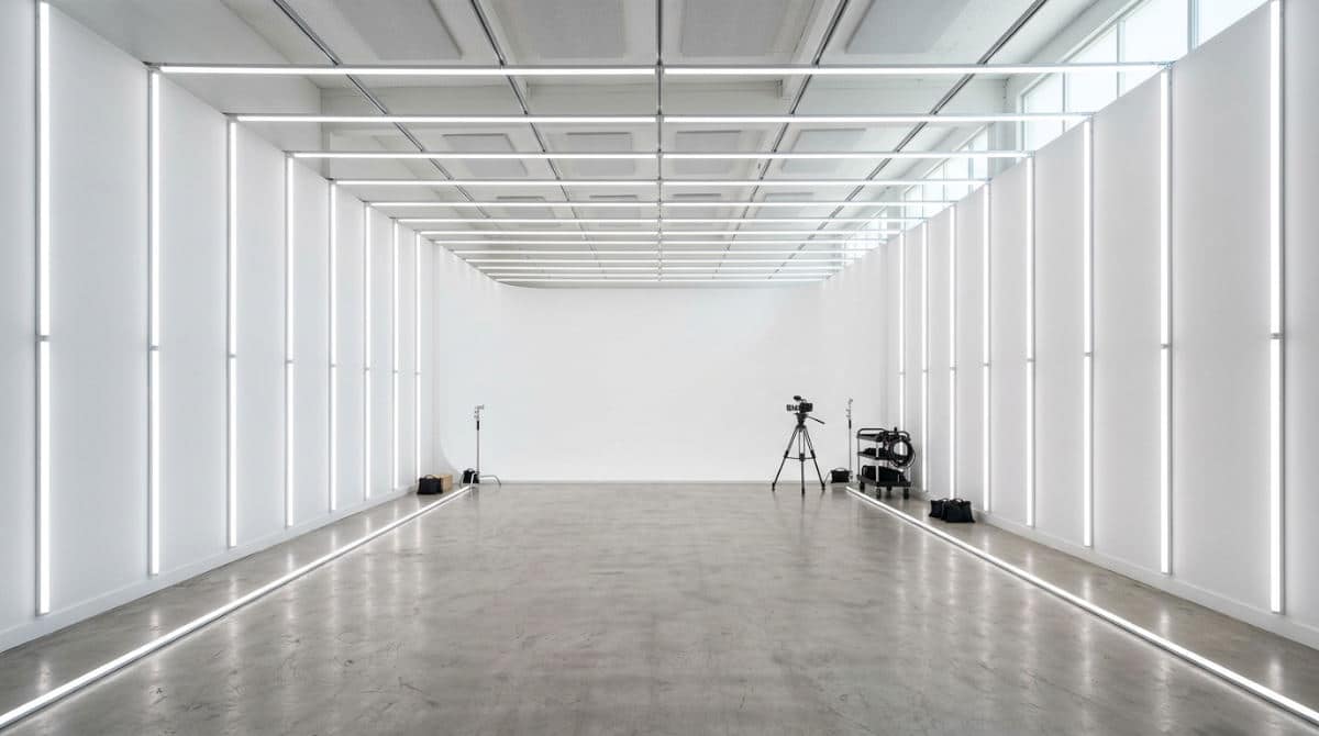 One point perspective photos in a professional San Diego studio