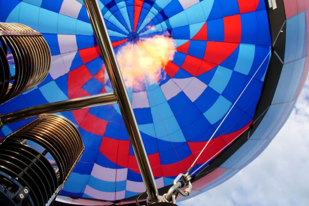 heating the air in a hot air balloon